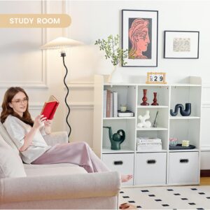 Redlife 7 Cubes Organizer, Wooden Cube Bookcase - 3 Tier Freestanding Open Bookshelf, White Storage Display Shelf with Adjustable Shelves for Home Office, Workspace, Bedroom, Play Room