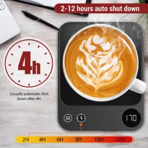 Mug Warmer, 3 Temperature Settings Coffee Mug Warmer, 2-12h Auto - Shut Off Coffee Warmer, Mug Warmer for Desk with LED Digital Display, Smart Coffee Cup Warmer for Milk, Coffee, Chocolate, Candles