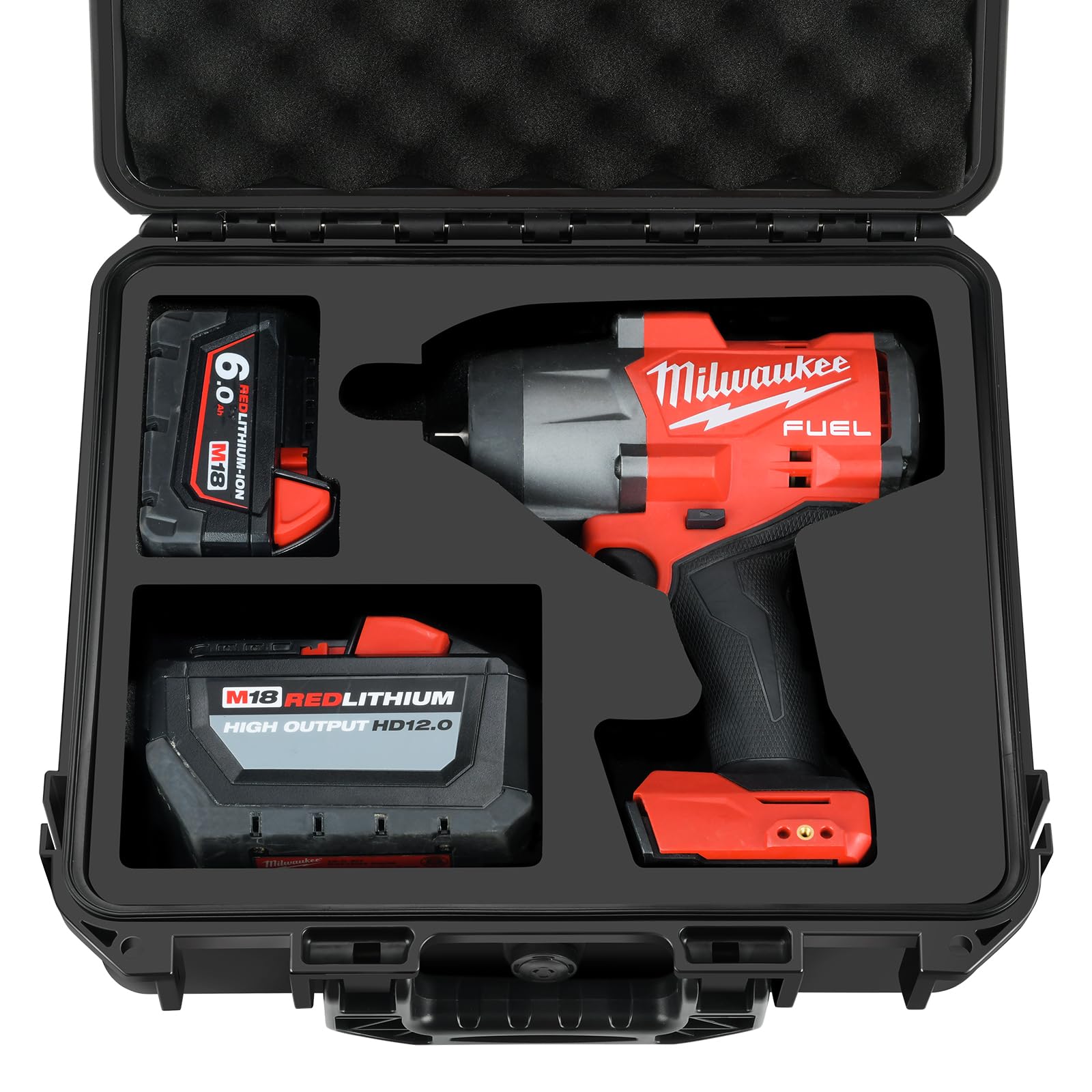 Case for Milwaukee M18 Impact and Torque Wrench - Waterproof Hard Tool Box for Milwaukee Set, Power Tool Combo Kit Bag for Milwaukee 18V 20V 2/1 3/4 3/8 Cordless Torque Wrenches/Battery (Case Only)