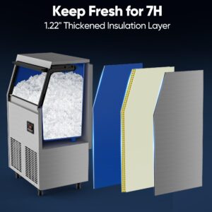 Coolski Commercial Ice Maker Machine, 100LBS/24H Stainless Steel Under Counter Ice Maker with 34LBS Ice Bin, Freestanding Ice Maker for Restaurant, Home, Bar, Office, School, Party