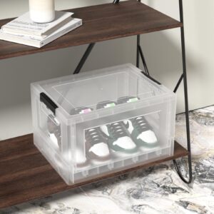 Bblina 4 Pack 30 Quart Clear Plastic Foldable Boxes, Collapsible Storage Bins with Lids