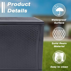 Brightpeak 120 Gallon Outdoor Storage Deck Box Gray Wicker Pattern Container Cabinet Storage for Patio Furniture Cushions, Pillows, Garden Tools, Grey