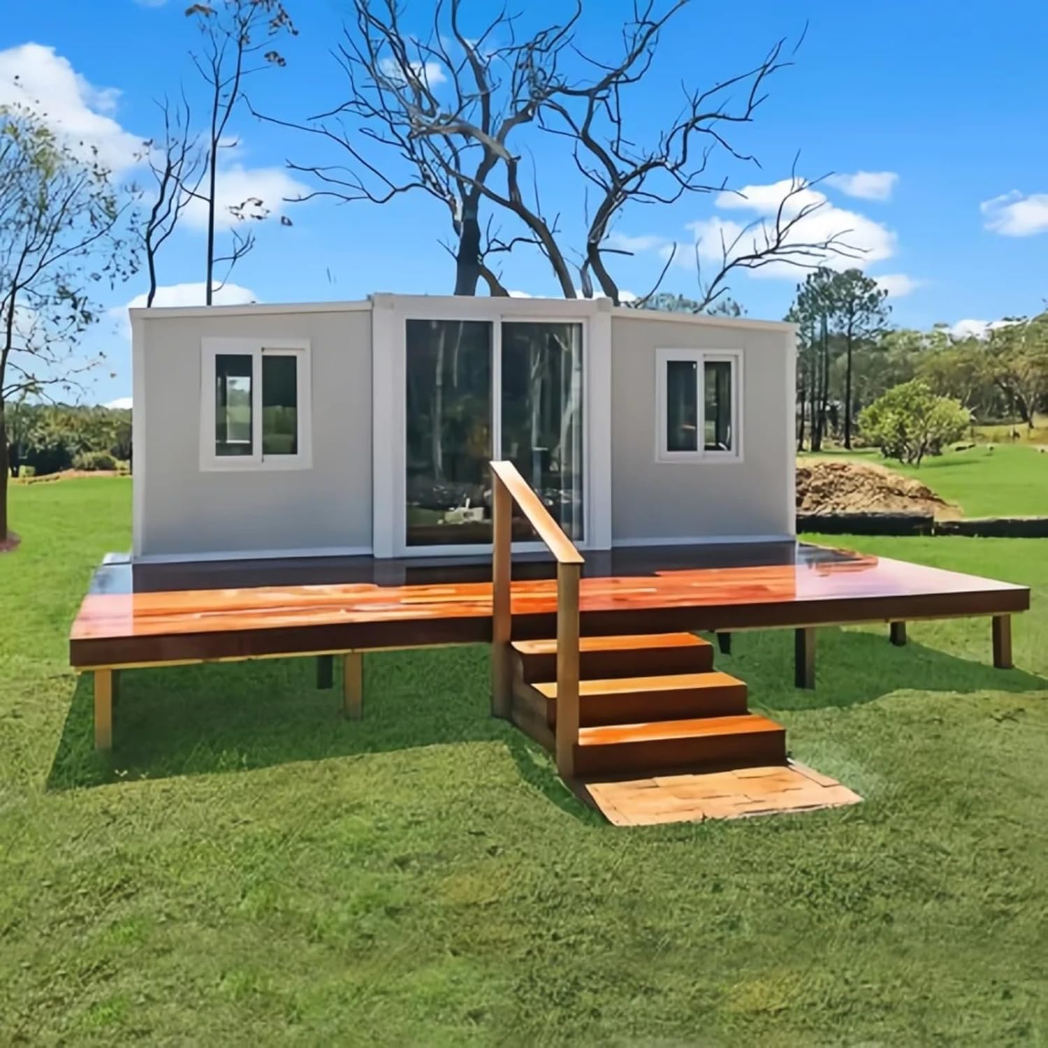 Tiny House for Adults Living, Expandable Container House, Prefabricated Mobile House, 2 bedrooms 1 Bathroom and Kitchen Portable