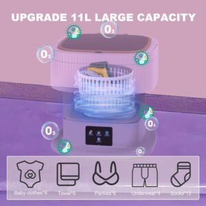 Portable Washing Machine, 11L Small Washer with Spin Dryer, Mini Lavadora Portatil with 3 Modes Deep Cleaning for Underwear, Baby Clothes, Socks, Apartment, Dorm RV Camping Travel Laundry