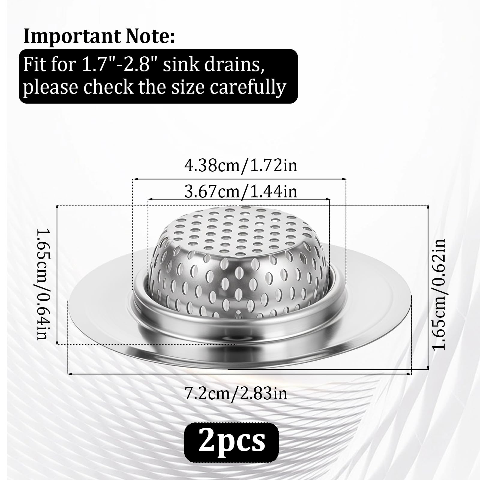 2PCS Bathtub Drain Strainer 2.83 inch Stainless Steel Shower Drain Hair Catcher Shower Bathtub Drain Cover Bathroom Sink Strainer Filter Basket for Sink Wash Basin Floor Drain