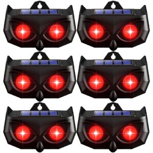 solar animal repellent outdoor, 2024 upgraded predator nocturnal animal repellent with red led flashing lights to scare away deer coyote skunk raccoon fox predator lights for chicken coop farm 6pack