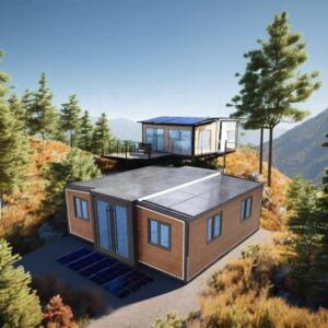 Tiny House for Adults Living, Expandable Container House, Prefabricated Mobile House, 2 bedrooms 1 Bathroom and Kitchen Portable