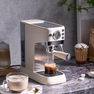 MOI Espresso Machine High Pressure - Espresso Maker with Milk Frother Steam Wand, Coffee and Espresso Maker Combo with Stainless Steel Stainless Steel Cup Plate, 1.5 L Removable Water Tank - 20 Bar