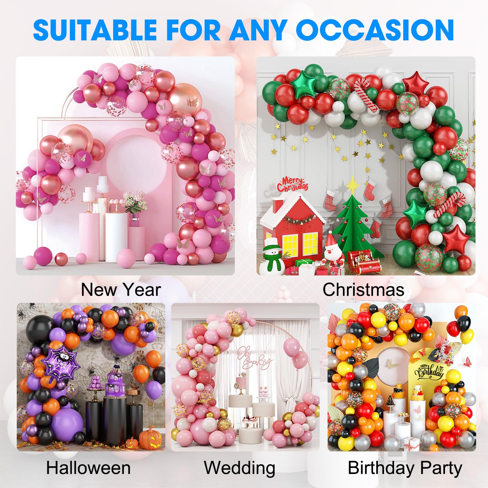 Handbanary Half Arch Balloon Stand, 8.2ft & 5ft Balloon Arch Kit Free Bending Deformation Balloon Arch Stand with Pump Halloween Birthday Party Decorations 70Pcs