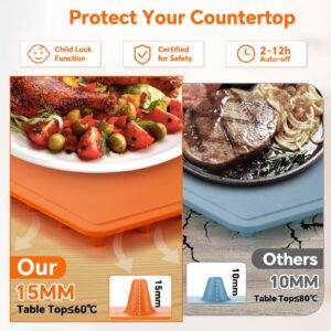 Food Warming Mat, IUIPI Electric Warming Tray with 7 Temperature Settings 2-12H Timer and Child-Lock Fast Full Surface Heating Roll Up Food Warmers for Parties Buffet Gatherings Countertop