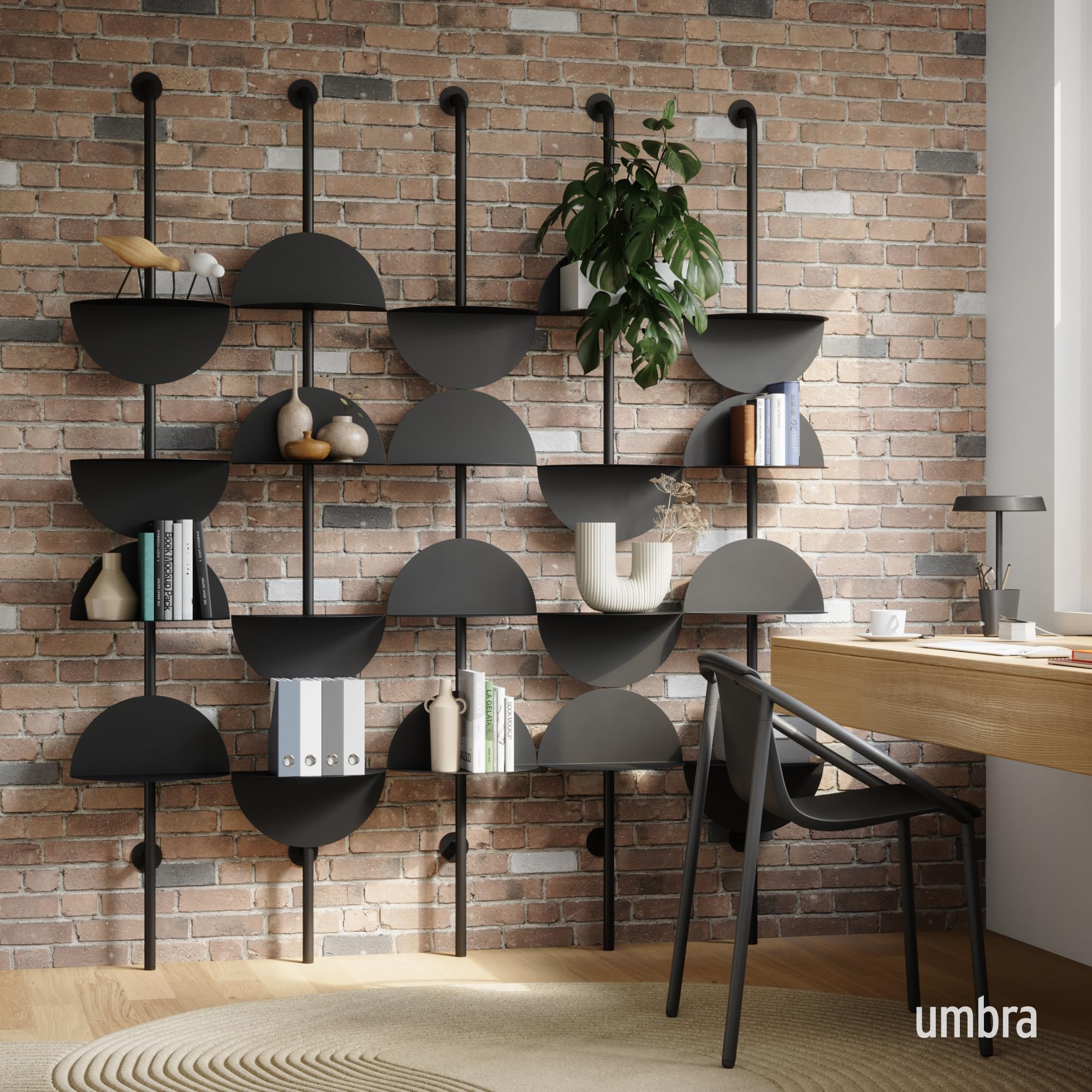 Umbra Solis Metal Display Shelf with 4 Adjustable Shelves, Black