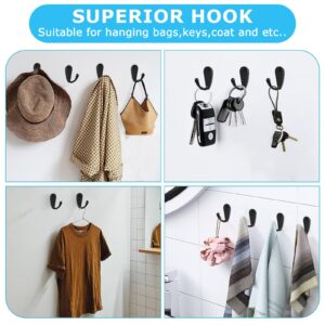 10PCS Coat Hooks for Wall, Black Stainless Steel Single Prong Clothes Hooks Farmhouse Coat Rack Wall Mount with 20 Screws, Robe Wall Hooks for Hanging Coats Towel Backpack Hat Dog Leashes Coffee Mug