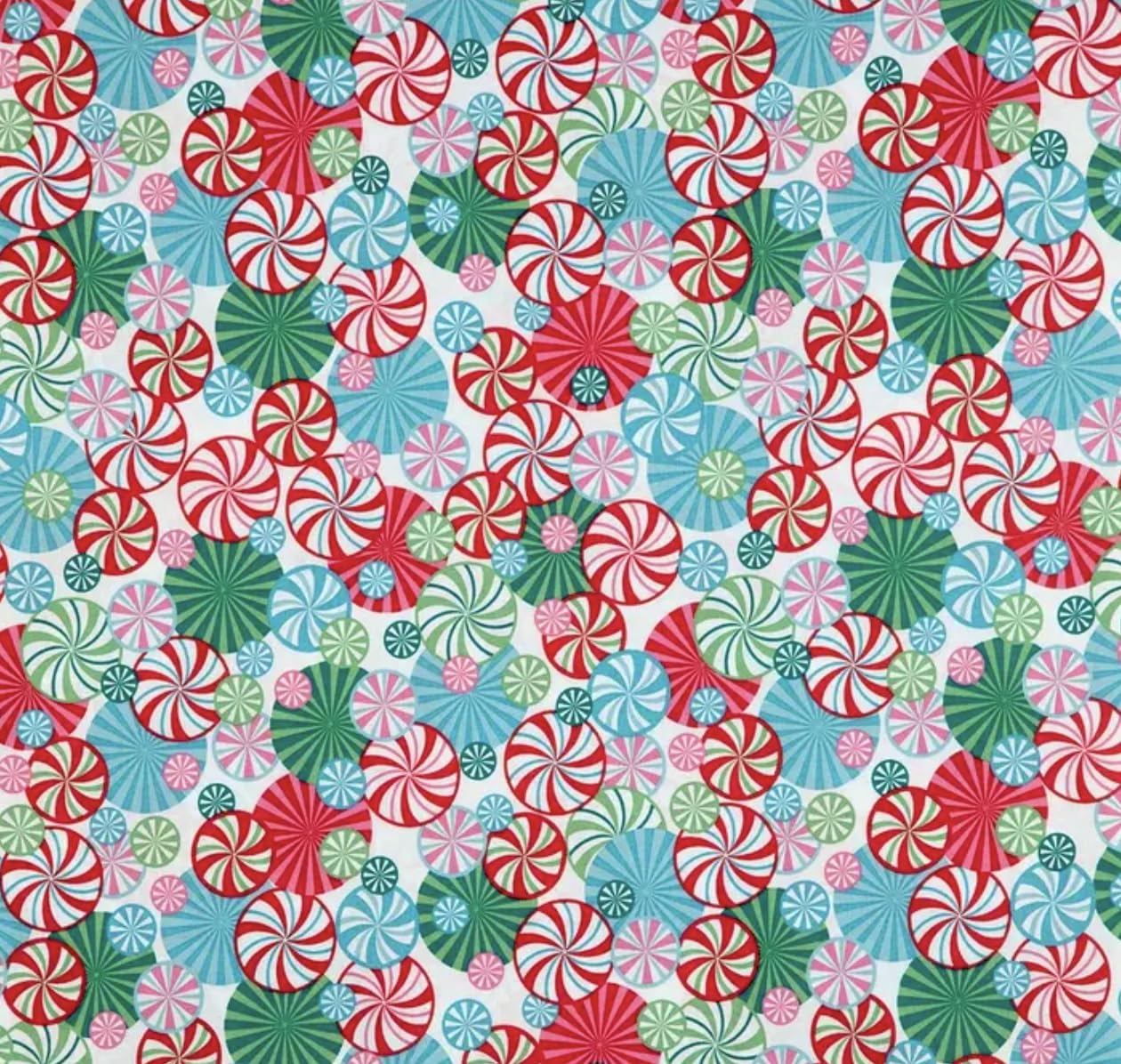 Christmas Colorful Peppermint Swirl Apparel Cotton Fabric Cut by The Yard - One Yard