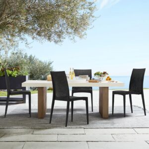 MALOL Outdoor Patio Chair Set of 4, Plastic Dinning Chairs, Stackable Wicker Style Plastic Chairs with Wide Seat and High Back for Dinning Room, Indoor, Outdoor, Restaurant, Bistro, Cafe, Black