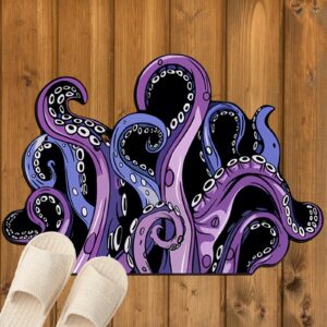 cthulhu tentacles octopus rug bath mat, funny unique octopus goth cool rug non slip water absorbent mat, unique gift for tabletop rpg gamers, hp lovecraft fans bathroom shower mat (purple, 31x21 inch)