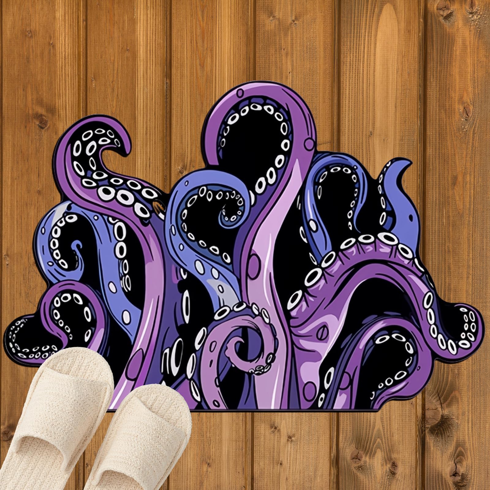 Cthulhu Tentacles Octopus Rug Bath Mat, Funny Unique Octopus Goth Cool Rug Non Slip Water Absorbent Mat, Unique Gift for Tabletop RPG Gamers, HP Lovecraft Fans Bathroom Shower Mat (Purple, 31x21 Inch)