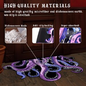 Cthulhu Tentacles Octopus Rug Bath Mat, Funny Unique Octopus Goth Cool Rug Non Slip Water Absorbent Mat, Unique Gift for Tabletop RPG Gamers, HP Lovecraft Fans Bathroom Shower Mat (Purple, 31x21 Inch)