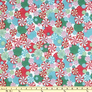 Christmas Colorful Peppermint Swirl Apparel Cotton Fabric Cut by The Yard - One Yard