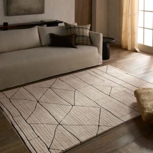 jaipur living, soft 9x12 large area rug, easy care, moroccan, geometric beige/brown living room rug