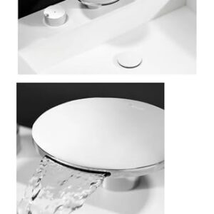 Bathtub Basin Faucet Waterfall Mounted On Bathtub Two-Handle Hot & Cold Bathtub Bathtub Faucet Mixer (Color: White Black Rose Gold) 3 Holes,Kitchen Sink Faucet