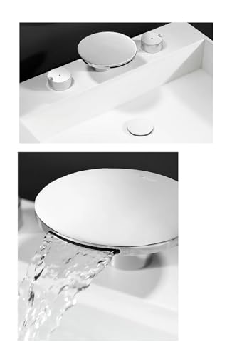 Bathtub Basin Faucet Waterfall Mounted On Bathtub Two-Handle Hot & Cold Bathtub Bathtub Faucet Mixer (Color: White Black Rose Gold) 3 Holes,Kitchen Sink Faucet