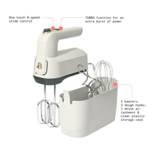 Beautiful 6-Speed Electric Hand Mixer, (White Icing) by Drew Barrymore