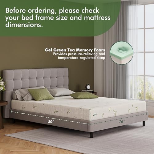 Emerspring 6 Inch Gel Memory Foam Mattress Medium-Firm Mattress, Premium Pressure, Mattress in a Box, CertiPUR-US Certified, King