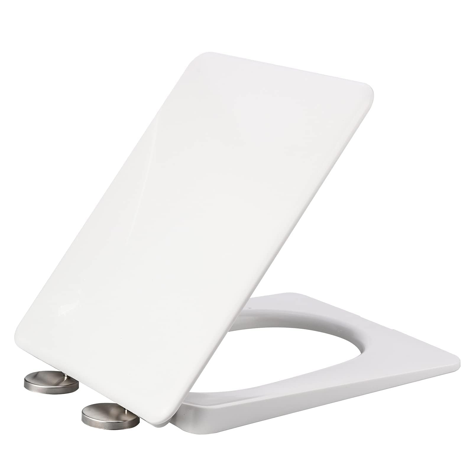 DFEDHF Square Toilet Seat Soft Close, Top Fixing, Quick Release for Easy Cleaning, Adjustable Hinges, Easyto Install, PP Toilet Lid Square, White,06A (06A)