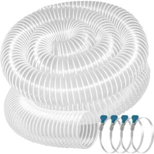 4" x 20' Heavy PVC Dust Collection Hose, Puncture Resistant PVC Dust Collection Hose, Flexible Clear PVC Fume Collection Hose with Carbon Steel Wire Coil for dust collection systems