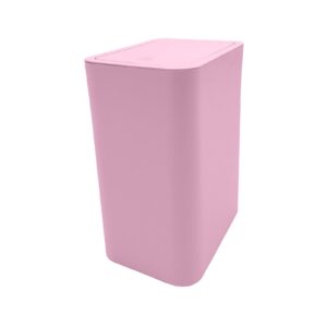 1.98 Gallon Bathroom Trash Can with Lid, 9 Liters Slim Garbage Can with Press Top, Dorm Room Small Trash Bin, Plastic Waste Basket for Bathroom, Office, Bedroom, Kitchen, Living Room, Laundry (Pink)