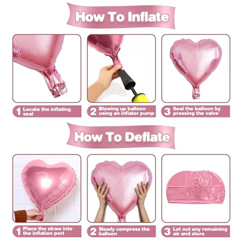 Pink Heart Balloons,12Pcs 18 Inch Light Pink Helium Foil Love Heart Shaped Balloons for Girls Party Bridal Wedding Engagement Anniversary Birthday Baby Shower Valentines Day Decorations