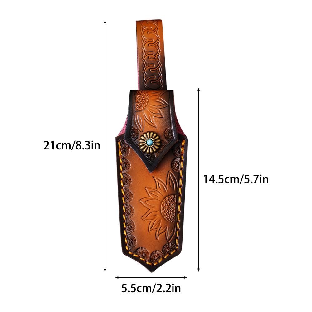 Pocket Knife Sheath for 5.7" Knives, Leather Folding Knife Pouch Belt Knife Holder with Snap for Knives (Knife not Included)