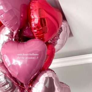 Pink Red Heart Ballloons,12Pcs 18 Inch Light Pink Foil Mylar Love Heart Shaped Balloons for Valentines Day Birthday Wedding Engagement Anniversary Party Graduation Baby Shower Decorations