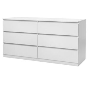 HOBBYZOO 6 Drawer White Dresser for Bedroom, Wood Dresser with Drawers, 55" Long Dresser with Drawers, Bedroom Furniture with Large Storage, Double Dresser Chest of Drawers