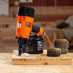 VEVOR Coil Siding/Framing Nailer CN83N, 2" to 3-1/4" 15 Degree Pneumatic Siding Nail Gun with Tool-Less Depth Adjustment, 70-120PSI Air Coil Nailer for Siding Sheathing Wooding Fencing Decking