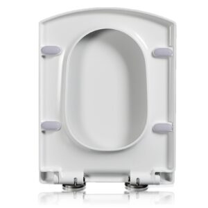 dfedhf square toilet seat soft close toilet seat quick release for easy cleaning, loo seat top fix easy installation with adjustable hinges white,03b (03b)