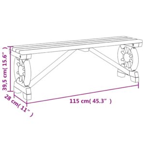 EVERSTRO Outdoor Chairs Patio Bench 45.3" Solid Wood Fir,Sturdy and Stylish Wagon Wheel Wooden Bench for Outdoor Use Outdoor Seating, Outdoor Furniture