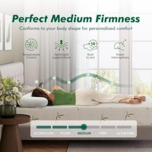 Emerspring 6 Inch Gel Memory Foam Mattress Medium-Firm Mattress, Premium Pressure, Mattress in a Box, CertiPUR-US Certified, Full