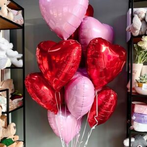 Pink Red Heart Ballloons,12Pcs 18 Inch Light Pink Foil Mylar Love Heart Shaped Balloons for Valentines Day Birthday Wedding Engagement Anniversary Party Graduation Baby Shower Decorations