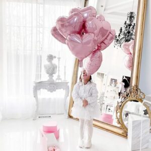 Pink Heart Balloons,12Pcs 18 Inch Light Pink Helium Foil Love Heart Shaped Balloons for Girls Party Bridal Wedding Engagement Anniversary Birthday Baby Shower Valentines Day Decorations