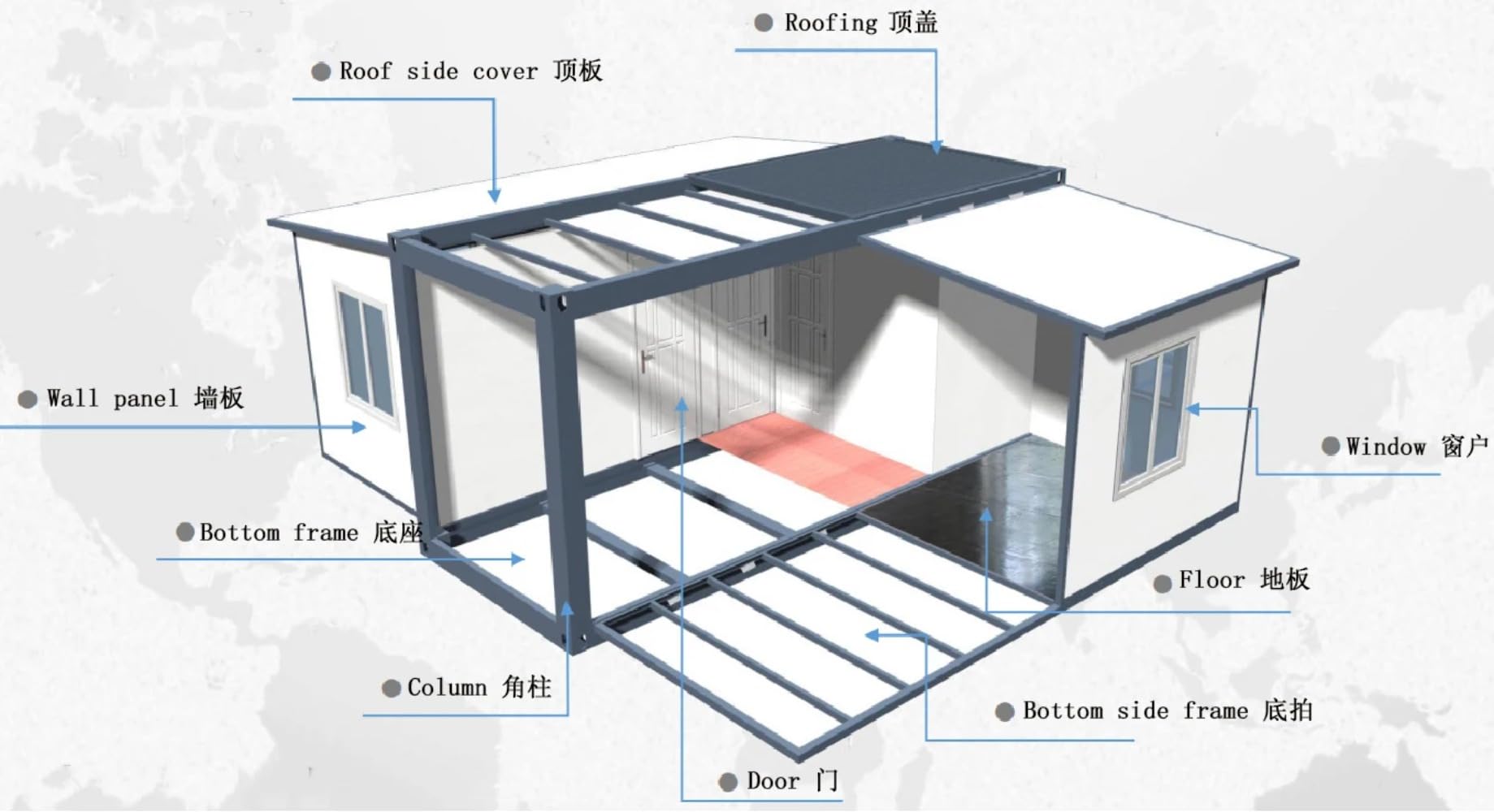 20ft/40ft Modular Cheap Convenient Folding Expandable House 3 Bedrooms and Living Room