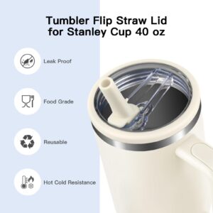 2 Pcs Tumbler Flip Straw Lid Replacement fit for 40 oz Stanley Quencher Cup, Leak-Proof Covers Perfect Fit for Stanley Travel Tumbler