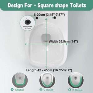 DFEDHF Square Toilet Seat Soft Close, Top Fixing, Quick Release for Easy Cleaning, Adjustable Hinges, Easyto Install, PP Toilet Lid Square, White,06A (06A)