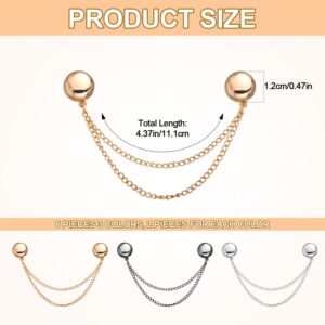 6pcs Magnet Clothing Pins, Metal Magnetic Clothing Clips with Chain Multi-Use Strong Magnet Pin Magnetic Button Clips for Fixing Hem of Hijab Clothes Long Pants Legs Sleeves of Shirts(Round Style)