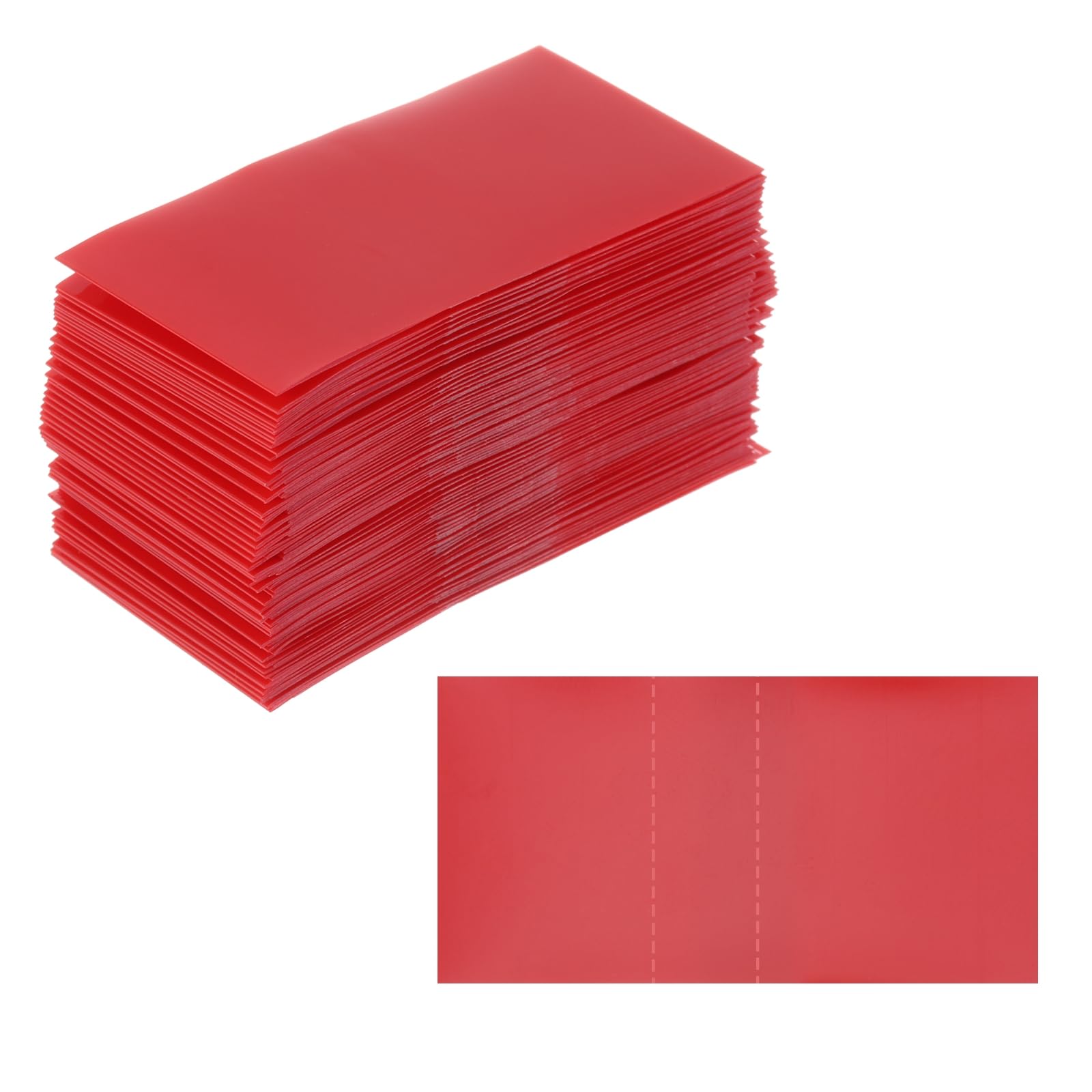 PATIKIL 45x23mm PVC Perforated Shrink Bands, 500Pcs 0.05 mm/2 Mil Thickened Heat Shrink Seal Wrap Fit for 3/4"-1" Cap Diameter Essential Oil Bottles Jars Cans Tin, Red