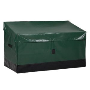 vingli 130 gallon outdoor deck box, waterproof storage box with sloping top, portable outdoor container for patio furniture cushions, garden tools, pool supplies, green