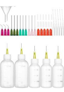 jibengao 2 sizes needle tip squeeze bottle, precision tip applicator bottle with blunt needle tip 14ga 18ga 20ga 25ga, craft glue bottles for craft art project,paint quilling craft (30, 50 ml)