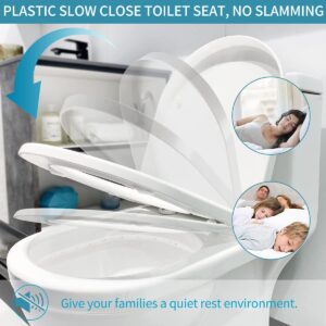 Toilet Seat D Shape Soft Close Toilet Seats Quick Release Easy Clean Toilet Seat Replacement with Non-Slip Bumpers for Bathroom White, 370 * 460mm,02R (02R)