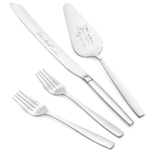 parihy wedding cake cutting set, sliver wedding cake knife and server set 2024 with forks, mr and mrs cake cutting set for wedding, engagements anniversaries (silver)