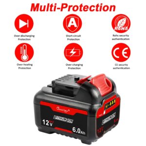 ZLWAWAOL 2 Pack DCB120 12V 6.0Ah Lithium Ion Battery Replacement for Dewalt 12V Battery DCB127 DCB124 DCB126 DCB123 Compatible with Dewalt 12V Cordless Power Tools